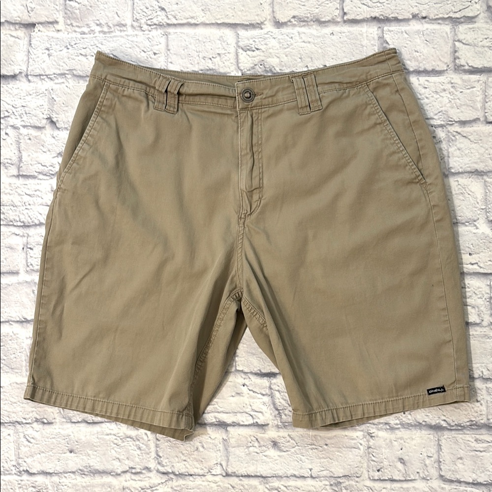 O’Neill Plain Front Khaki Shorts 9 Inch Inseam Men’s Size 34